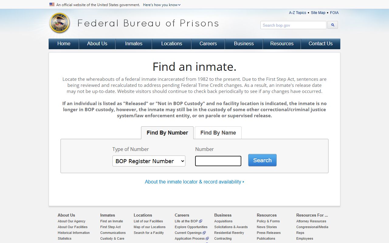 Los Angeles County BOP federal inmate locator search fields